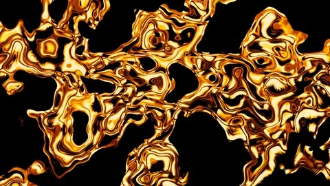 Abstract gold background shimmers with splashes of molten liquid Stock Footage 98138882