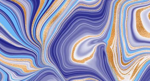 Abstract gold background, white marble with blue and lilac stripes for wallpaper Stock Illustration