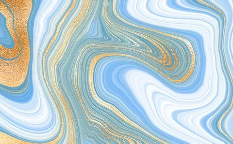 Abstract gold background, white marble with blue and lilac stripes for wallpa Stock Illustration