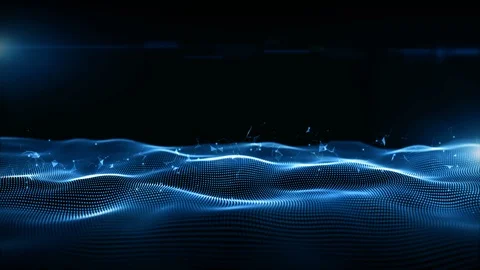 Abstract gold blue digital particles wave and Digital data network connection Stock Footage 105094232