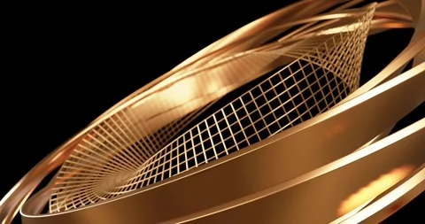 Abstract gold circle geometric with wire background Stock Footage 257900867
