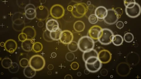 Abstract Gold Circles and Plus Signs Floating Motion Background Vídeo Stock 347658604