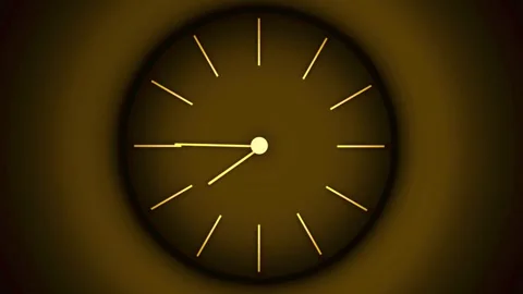 Abstract gold clock face with rotating hands moving rapidly in dark space Stock Footage 341801616