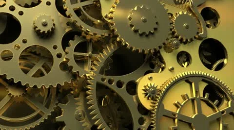 Abstract gold Clockwork. 3d animation Stock Footage 11600127
