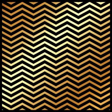 Abstract gold color chevron pattern on black color background and texture. Stock Illustration