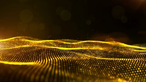 Abstract gold color digital particles wave with bokeh and light motion backgr Stock Footage 104367282