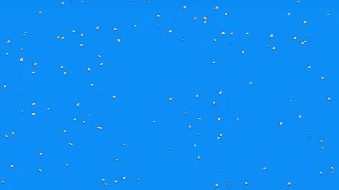 Abstract gold confetti particles falling and flying on a vibrant blue scree.. Video stock 344707015