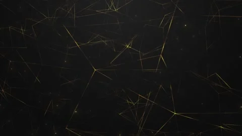 Abstract gold connection mesh visual polygon lines, small glowing nodes, and dar Stock Footage 340577572