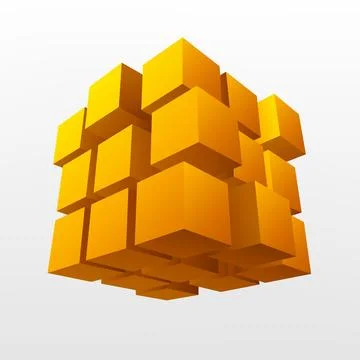 Abstract Gold Cube, Vector Illustration Illustrazione stock