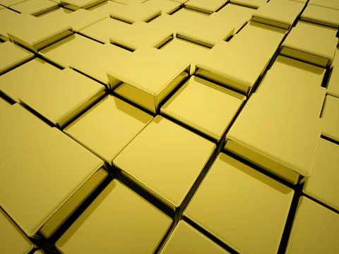 Abstract gold cubes rendered Illustrazione stock