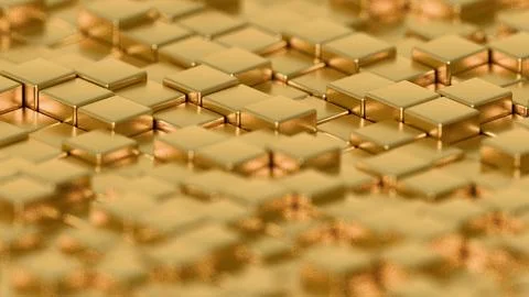 Abstract Gold Cubic Surface with Shimmering Texture Illustrazione stock