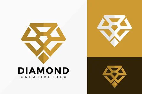 Abstract Gold Diamond Logo Vector Design. Abstract emblem, designs concept, l 스톡 일러스트