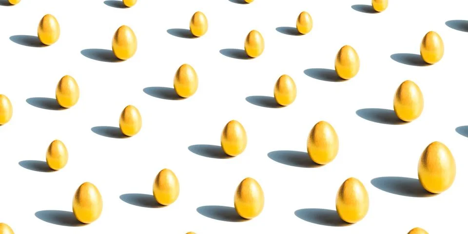Abstract gold eggs pattern on white 스톡 사진