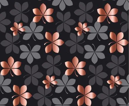 Abstract gold fall leaves pattern vector illustration.  tender elegant celebr Stock Illustration