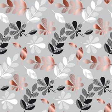 Abstract gold fall leaves pattern vector illustration. tender elegant celebra Stock Illustration