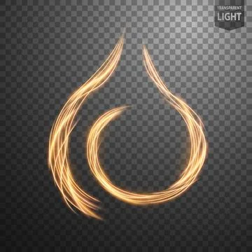 Abstract Gold Fire Line of Light with A Transparent Background, Isolated an.. Stock Illustration
