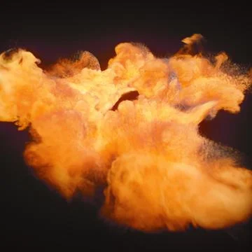 Abstract Gold Fire Smoke Explosion 3D Simulation Stock Illustration