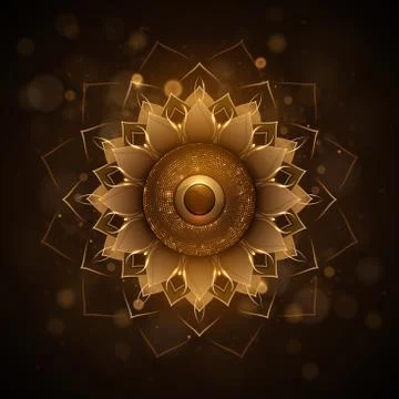 Abstract gold flower with glow effect Stock Illustration