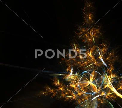 Abstract gold fractal Christmas tree Stock Illustration