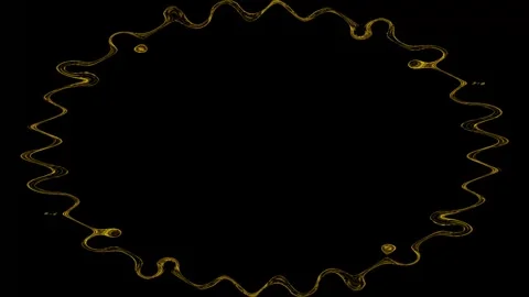 Abstract Gold Frame on Black Background Stock Footage 284407937