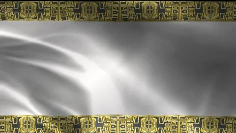 Abstract Gold Frame with Waving Silver Silk Background Stock Footage 339183439