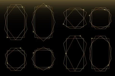 Abstract gold frames for trendy design of social media, printing invitations Stock Illustration