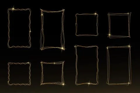 Abstract gold frames for trendy design of social media, printing invitations, Stock Illustration