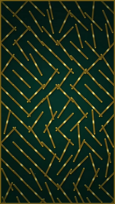 Abstract Gold Geometric Pattern on Dark Green Background - Luxury Digital Art Stock Footage 347695218