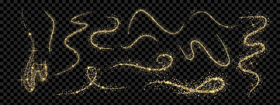 Abstract gold glitter design elements. Shiny, glittering curves and lines f.. 스톡 일러스트