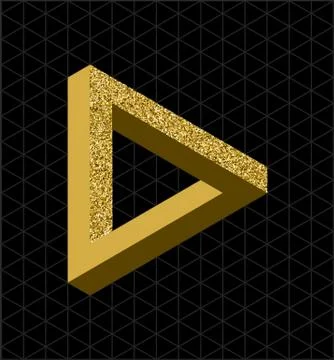 Abstract gold glitter impossible triangle shape Stock Illustration