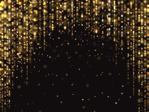 Abstract gold glitter lights vector background with falling sparkle dust. Luxury イラスト素材