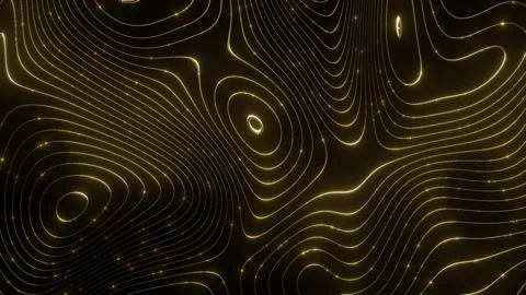 Abstract gold glowing lines on dark background with wavy pattern Stock Footage 287008178