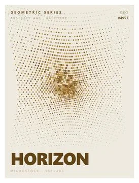 Abstract gold halftone dot pattern poster design with geometric typography. イラスト素材