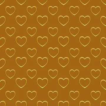 Abstract Gold Heart Seamless Pattern Vector Background Illustrazione stock