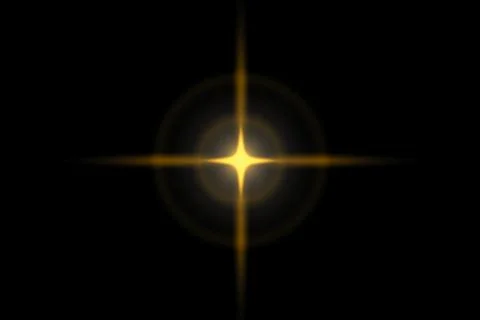 Abstract gold laser star with light effect on black background Stock Illustration