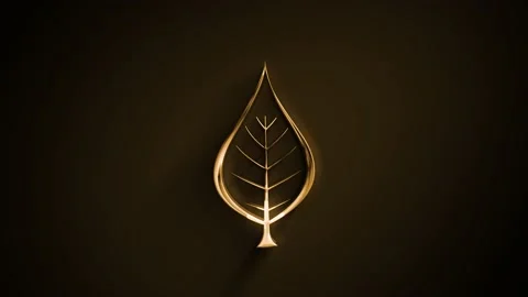 Abstract Gold Leaf Icon Drawing Reveal Animation Stock Footage 197760490