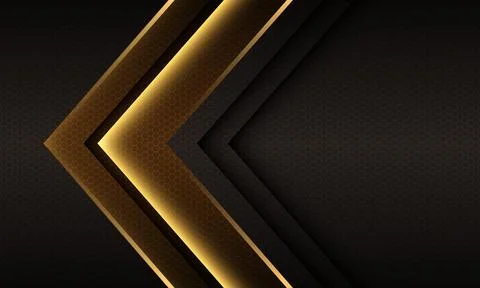 Abstract gold light arrow direction geometric hexagon mesh design modern futu Stock Illustration