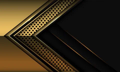 Abstract gold light line arrow direction circle mesh on grey shadow design Stock Illustration