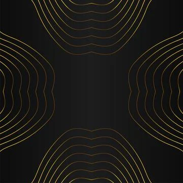 Abstract gold line frame decoration on black background design Illustrazione stock