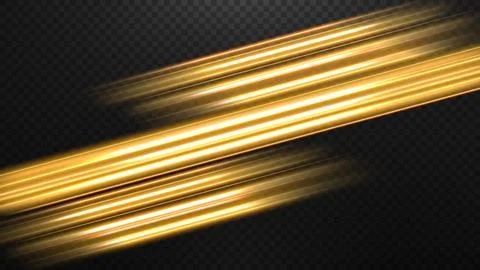 Abstract Gold Line of Light on A Transparent Background, Isolated and Easy .. Stock Illustration