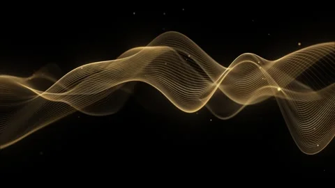 Abstract gold line wave on black background. Elegant golden glowing wavefor.. 스톡 동영상 335242334