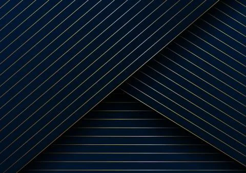 Abstract gold lines diagonal pattern overlap layer on dark blue background an Stock Illustration