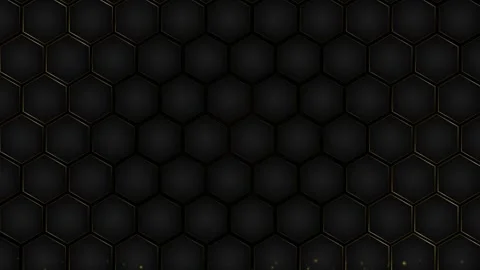 Abstract gold lines moving across black hexagon pattern background in dynam.. Stock Footage 345574815