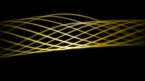 Abstract gold lines wave loop flowing across screen in elegant motion on bl.. Stock Footage 345896058