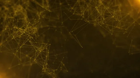 Abstract gold low polygonal network connection flowing 4K loop motion backgrond. Stock Footage 258925043