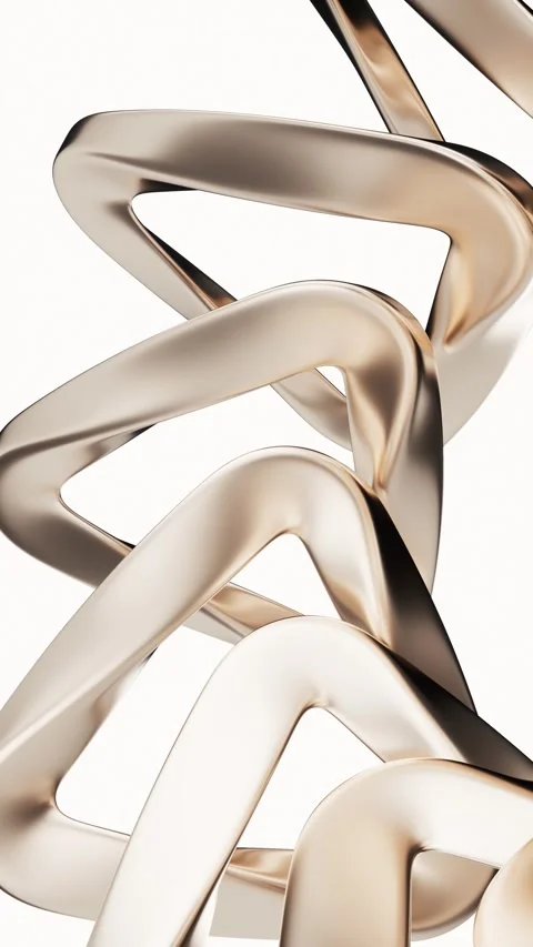 Abstract gold metal chain moving smoothly and dynamically, forming a captiv.. Stock Footage 332336738