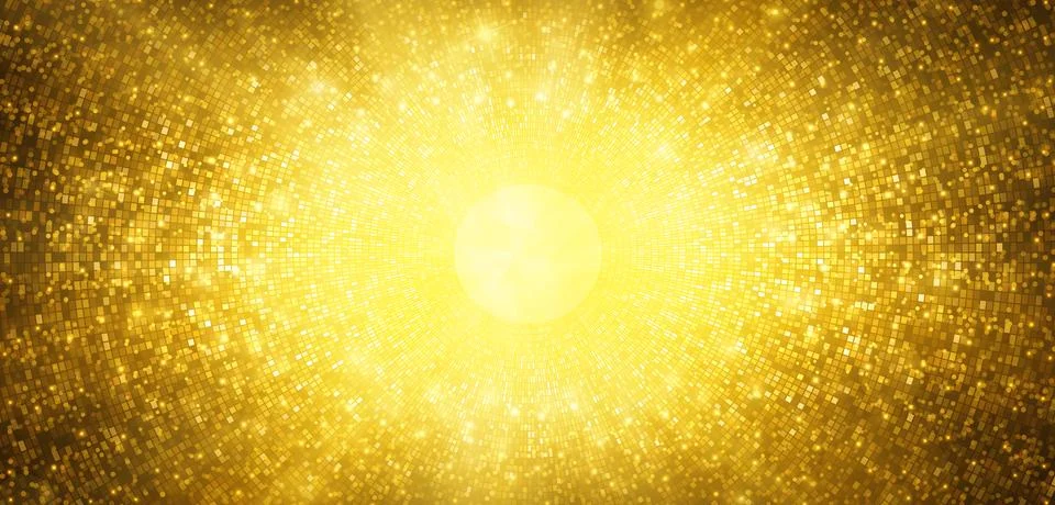 Abstract gold mosaic disco sequin pattern. Luxurious golden glittering halftone Stock Illustration