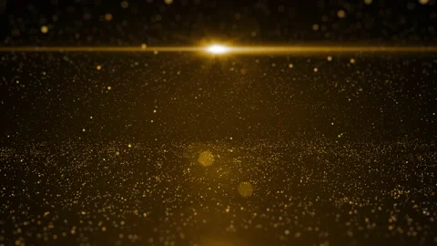 Abstract Gold Particle Flickering Loop with Horizontal Flare Background Stock Footage 158831201