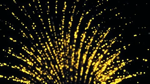 Abstract gold particle light rays explode on black background slow motion Stock Footage 327507309