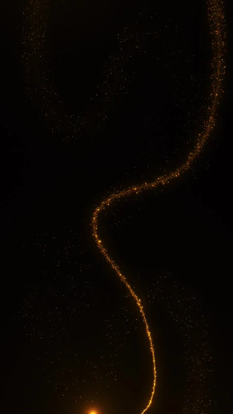 Abstract gold particle trails background curved comet motion, sparkling dust, de Stock Footage 340417643